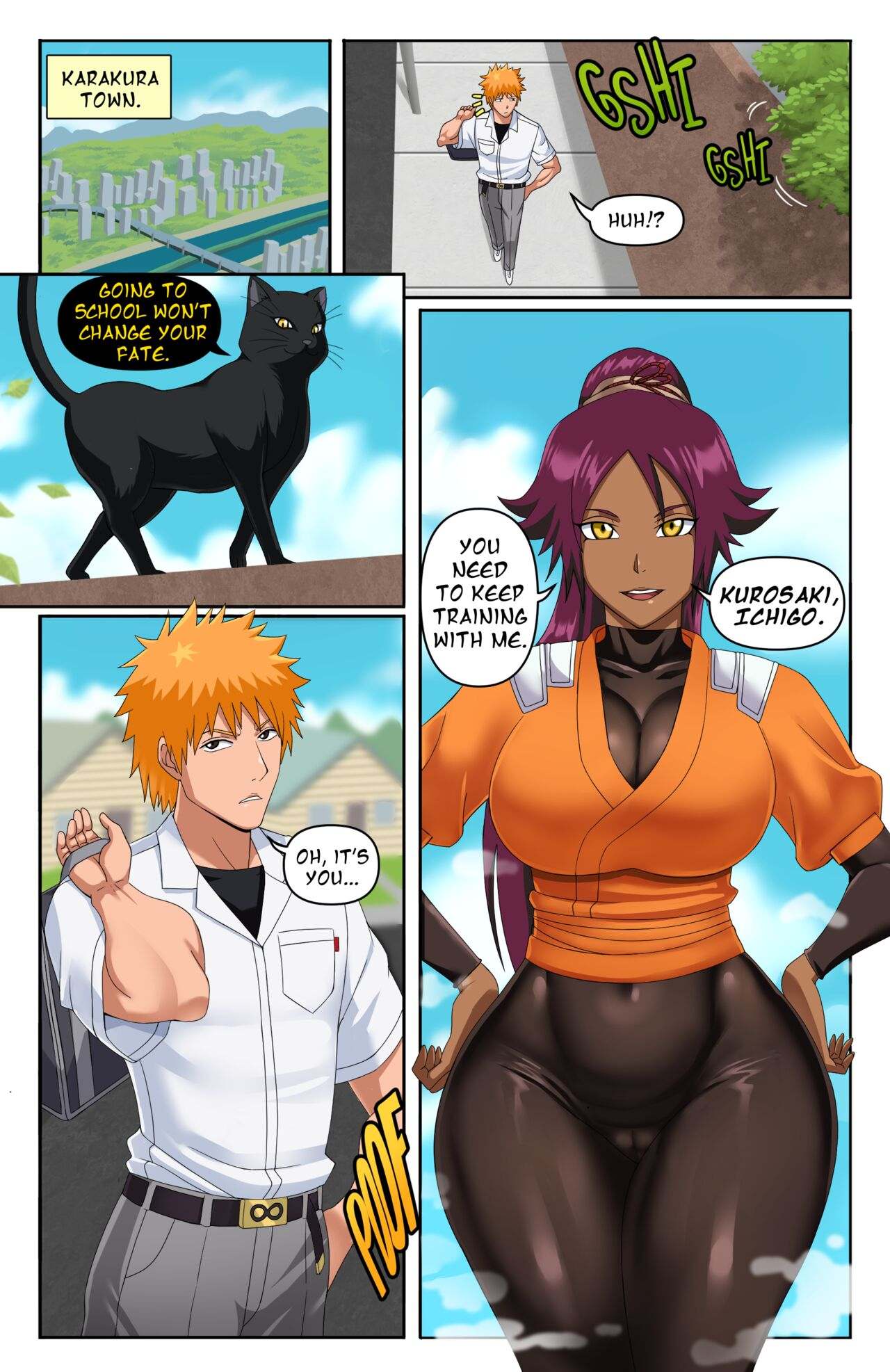Blanqueado: El gran pene de Ichigo folla a Yoruichi y Rangiku de pechos grandes - Image 2