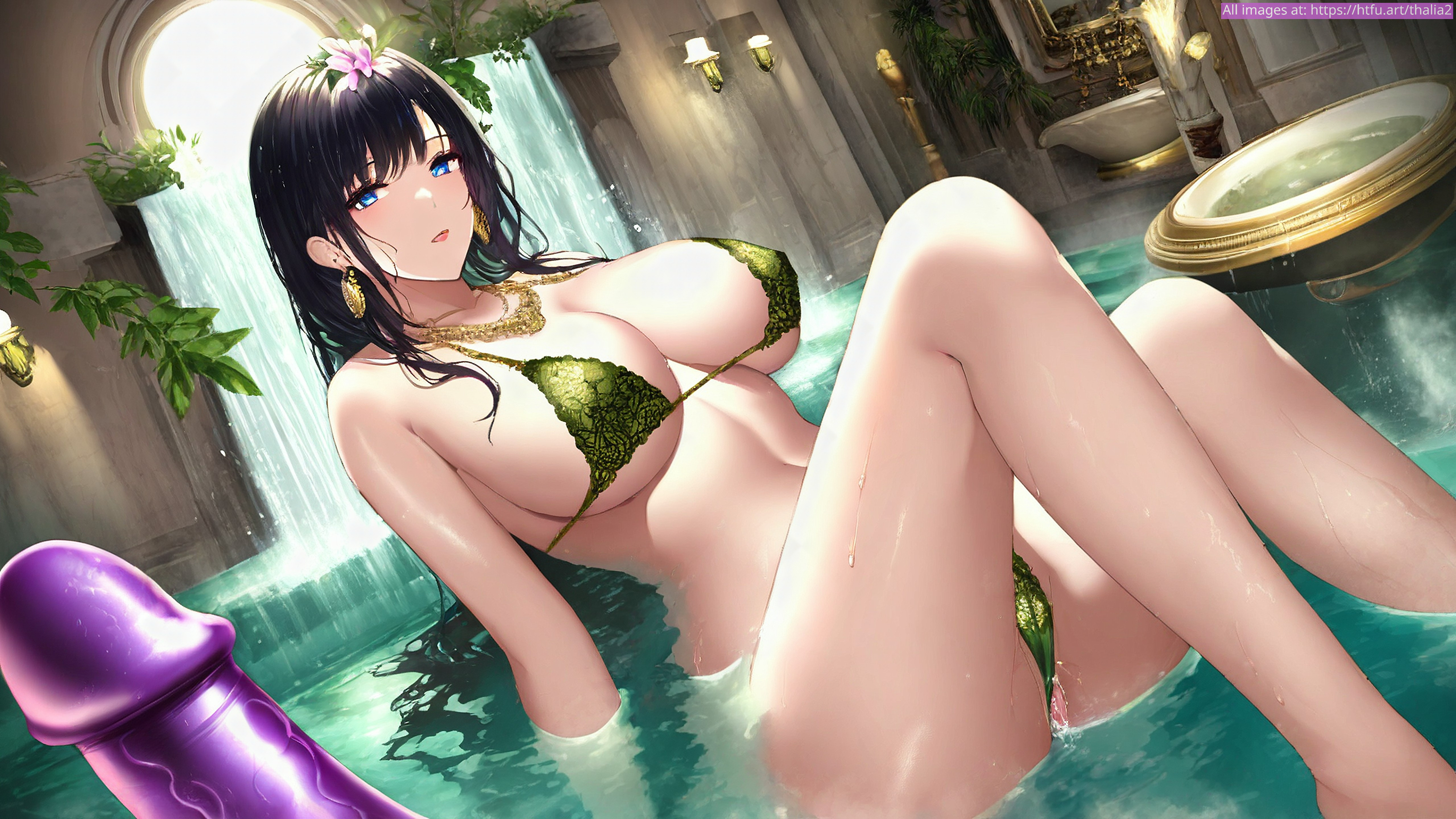 Busige Thalia genießt intensive Lust mit einem Dildo im Brunnen - Image 6