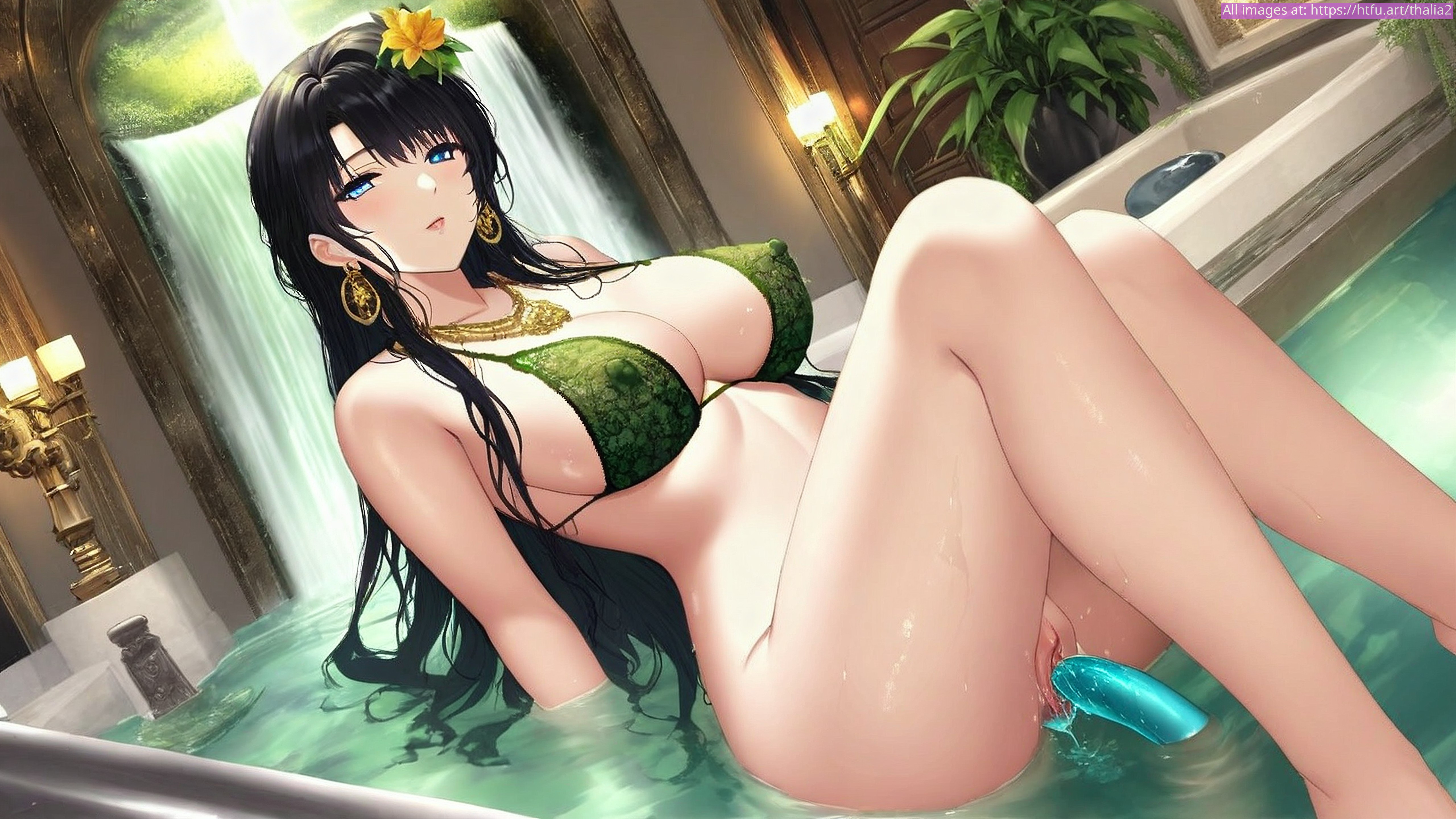 Busige Thalia genießt intensive Lust mit einem Dildo im Brunnen - Image 9