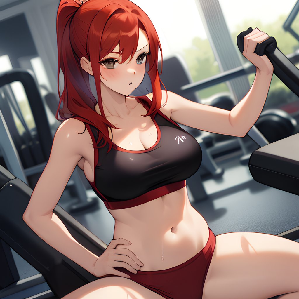 Athletische Rothaarige Schlampe harter öffentlicher Gangbang mit vielen Cumshots - Image 4