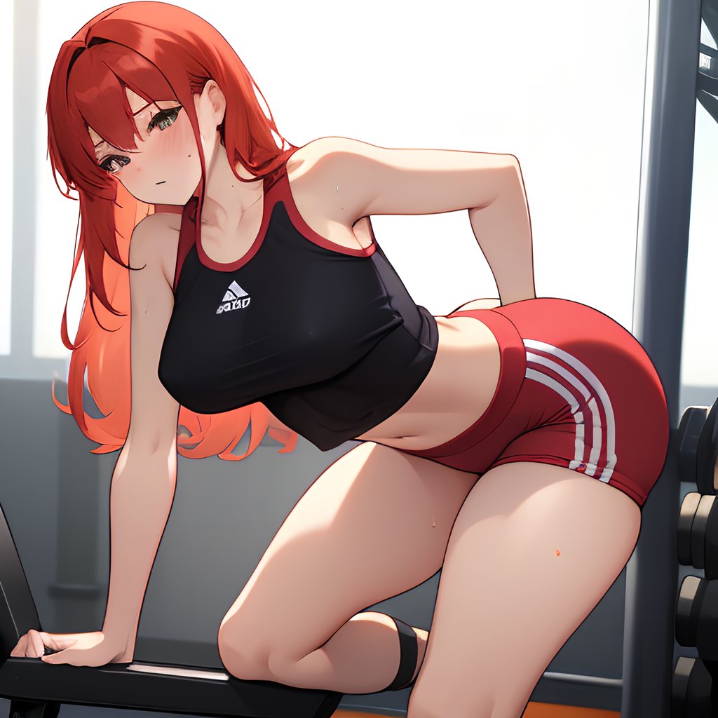 Athletische Rothaarige Schlampe harter öffentlicher Gangbang mit vielen Cumshots - Image 5