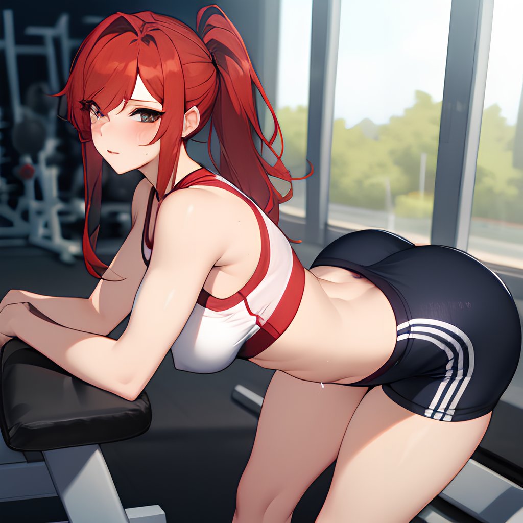 Athletische Rothaarige Schlampe harter öffentlicher Gangbang mit vielen Cumshots - Image 6