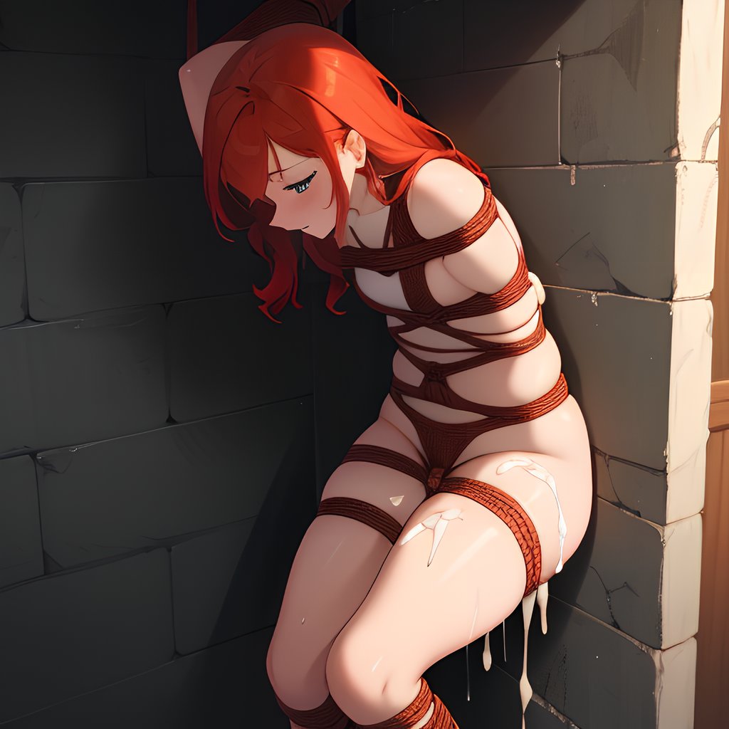 Athletische Rothaarige Schlampe harter öffentlicher Gangbang mit vielen Cumshots - Image 35