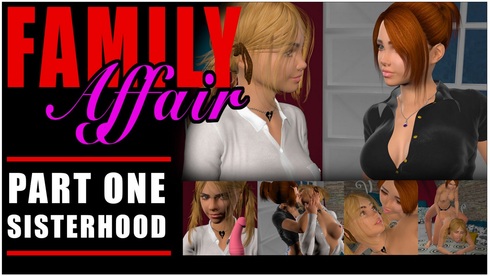 Redhead stepsister strapon fucks lesbian in 3d comics