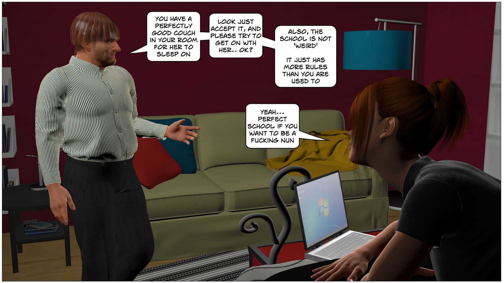 Redhead Stepsister Strapon Fucks Lesbian in 3D Comics - Image 4