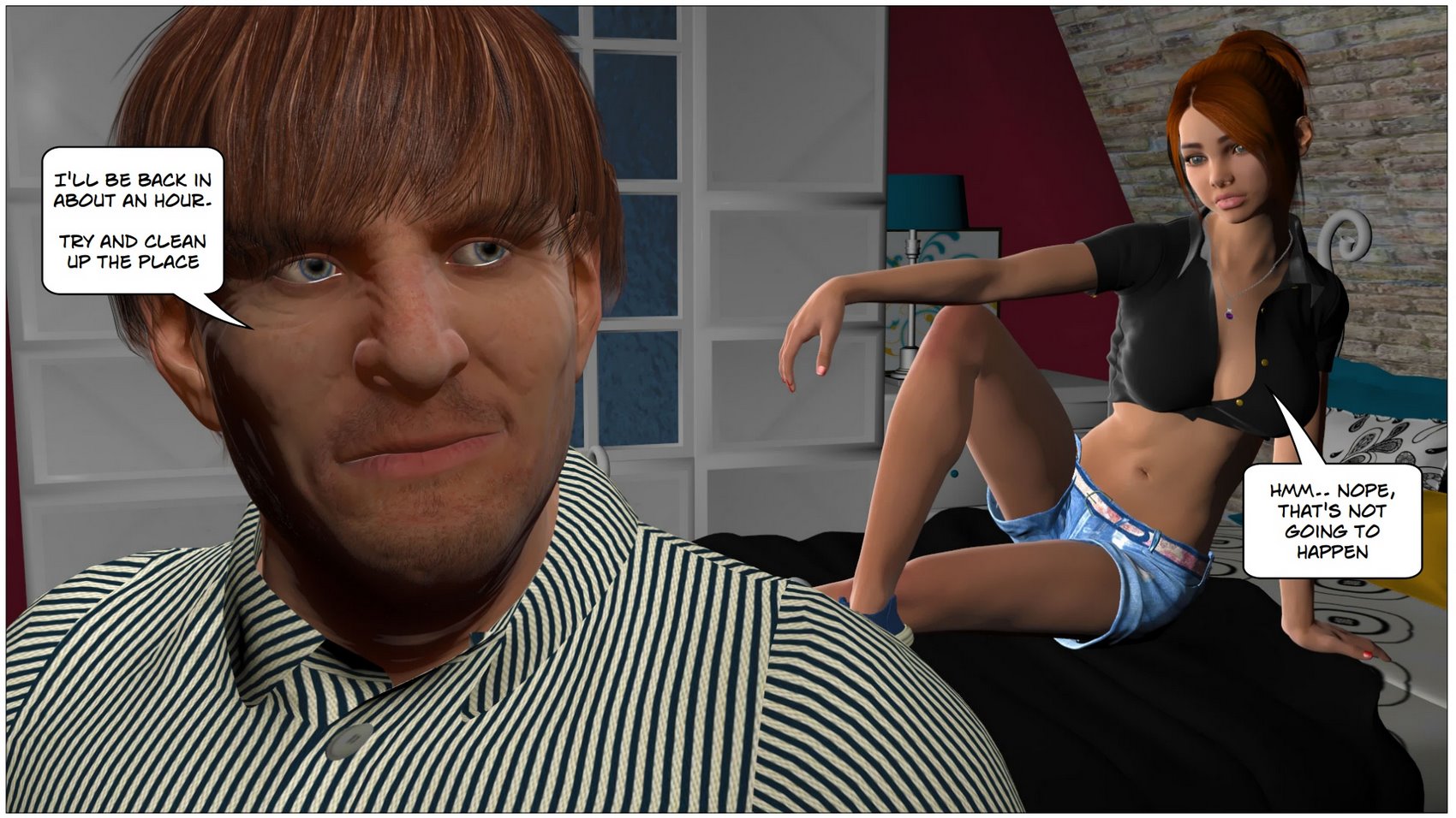 Redhead Stepsister Strapon Fucks Lesbian in 3D Comics - Image 7