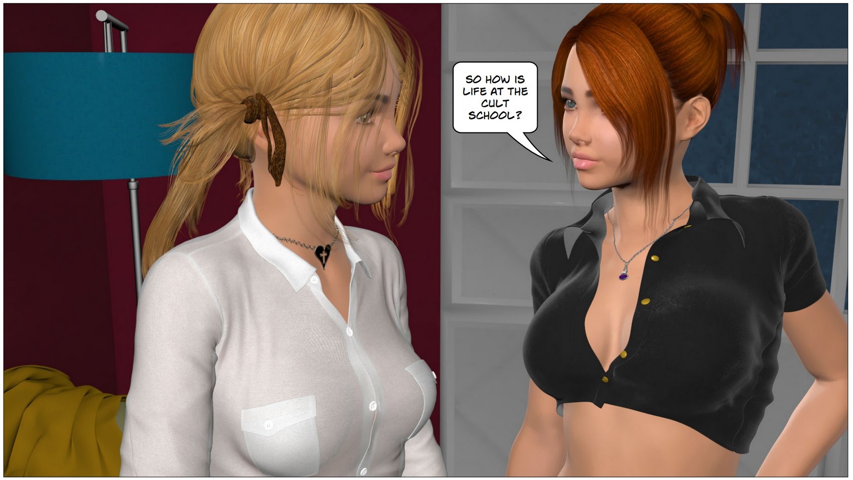 Redhead Stepsister Strapon Fucks Lesbian in 3D Comics - Image 10