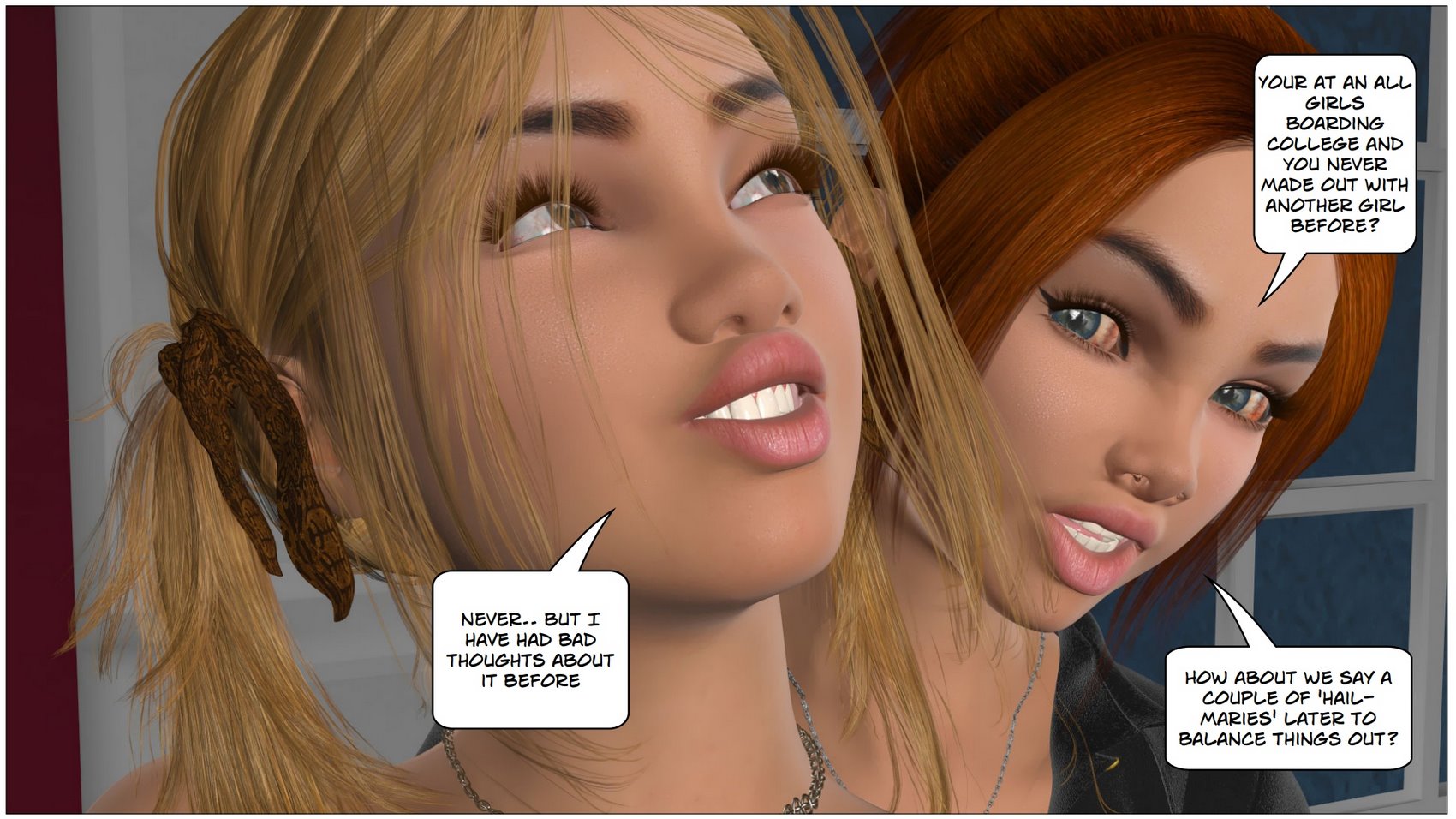 Redhead Stepsister Strapon Fucks Lesbian in 3D Comics - Image 27