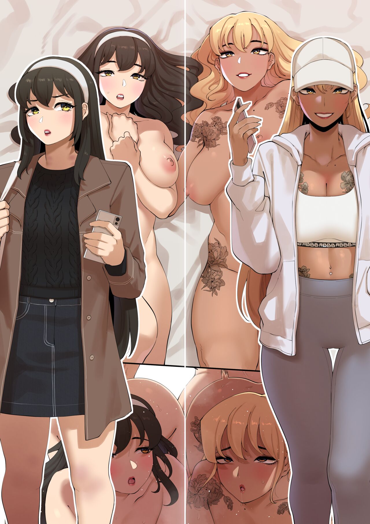 Adolescente pulpeuse et fille en legging dans un trio futanari torride - Image 24