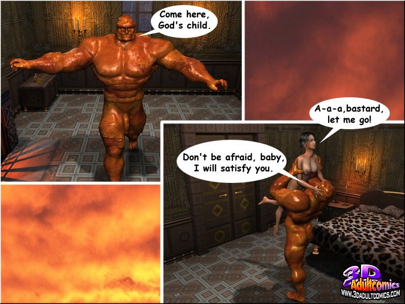 3D Quadrinhos dona de casa devastada pelo pau duro do monstro de fogo - Image 3