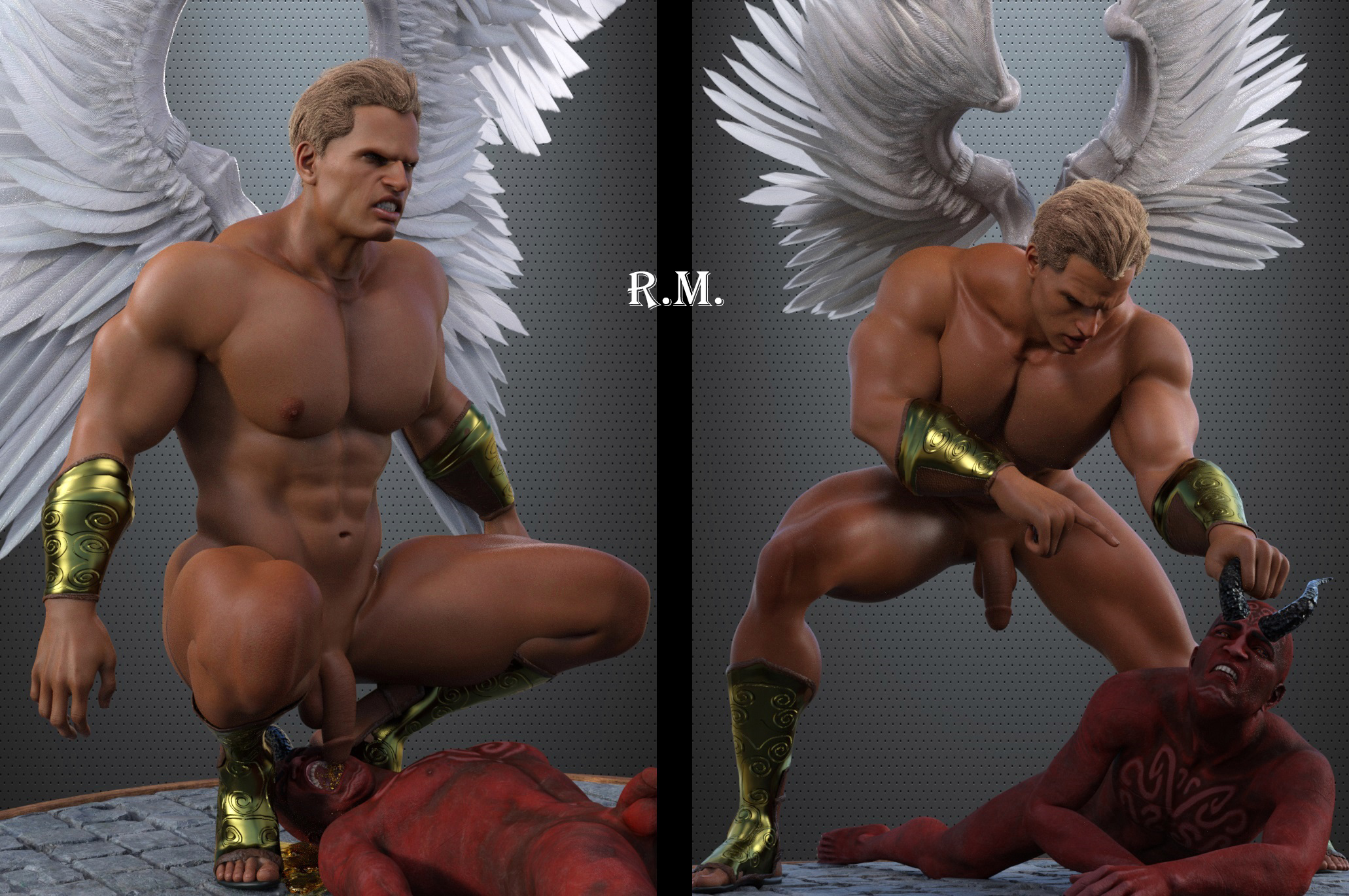 Dominiert schwuler erzengel fickt dämon im gesicht