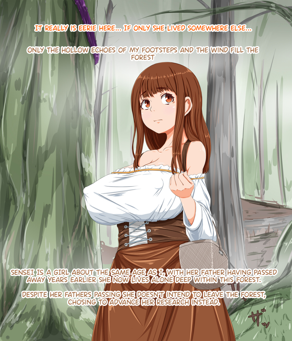 Brünette Schülerin mit großen Brüsten Tentakel Futanari Ecchi Wald Gruppensex - Image 3