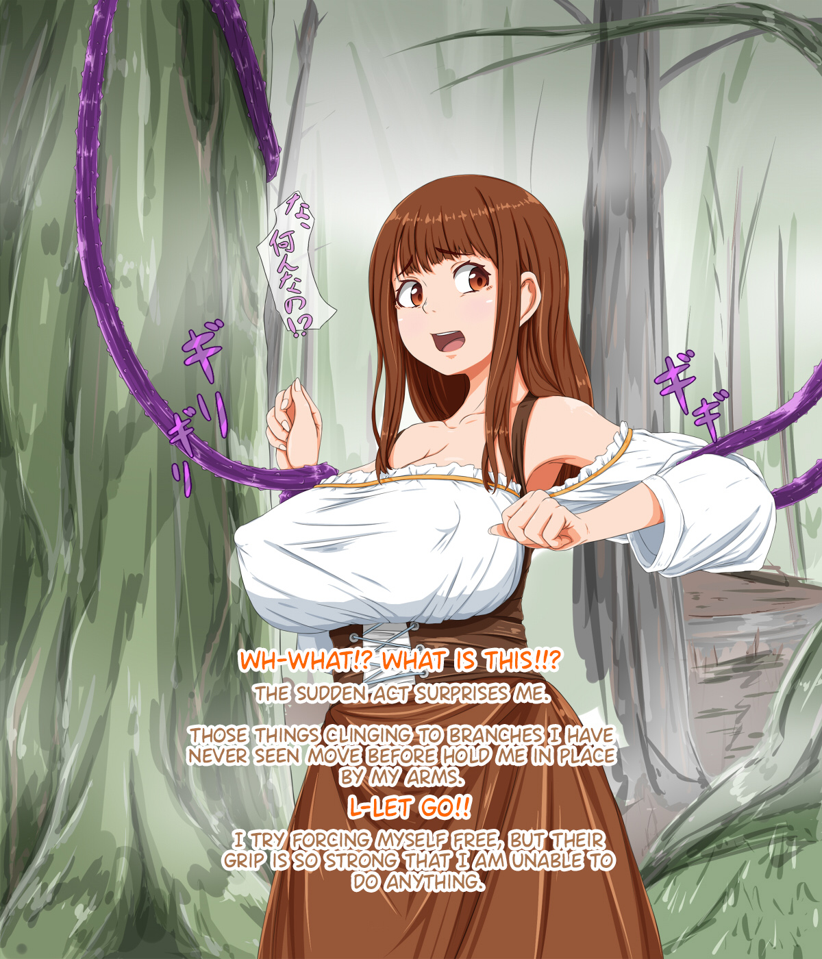 Brünette Schülerin mit großen Brüsten Tentakel Futanari Ecchi Wald Gruppensex - Image 6