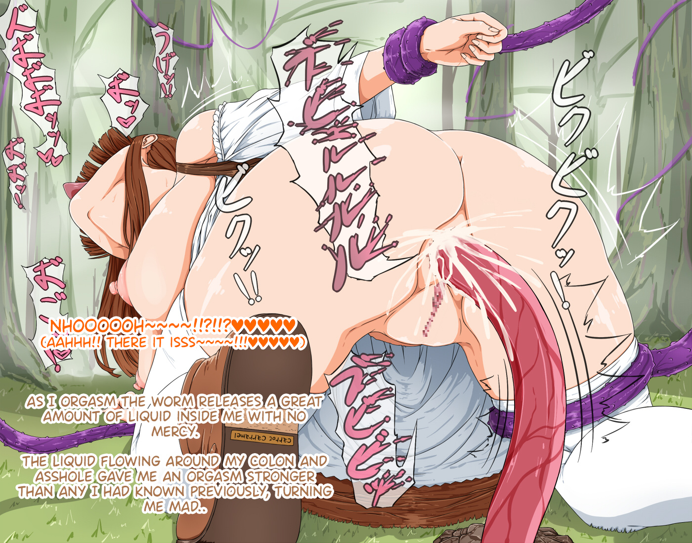 Brünette Schülerin mit großen Brüsten Tentakel Futanari Ecchi Wald Gruppensex - Image 45