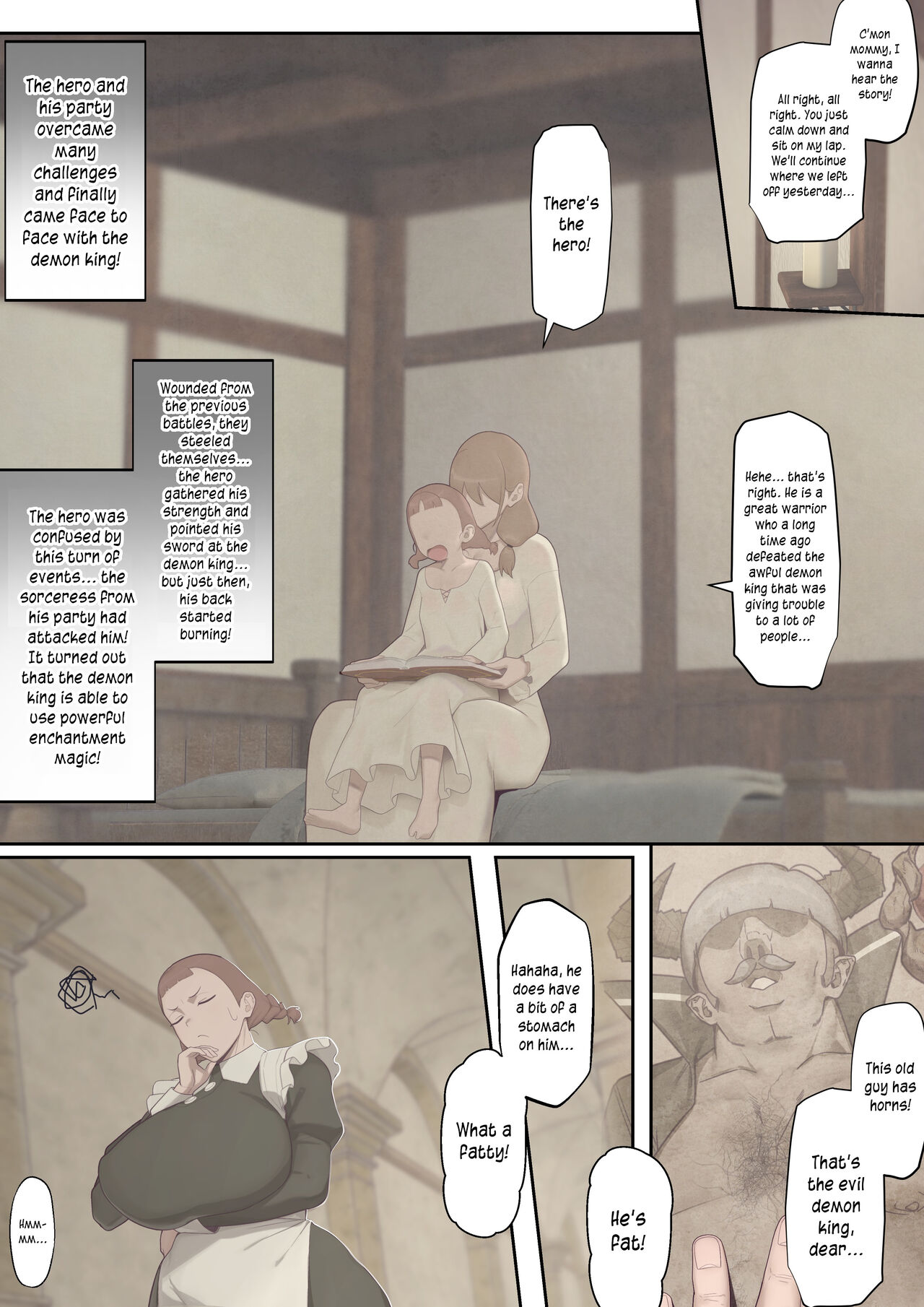 Hentai-Vierer des hässlichen Kerls mit Königin, Prinzessin und großbrüstiger Zofe - Image 47