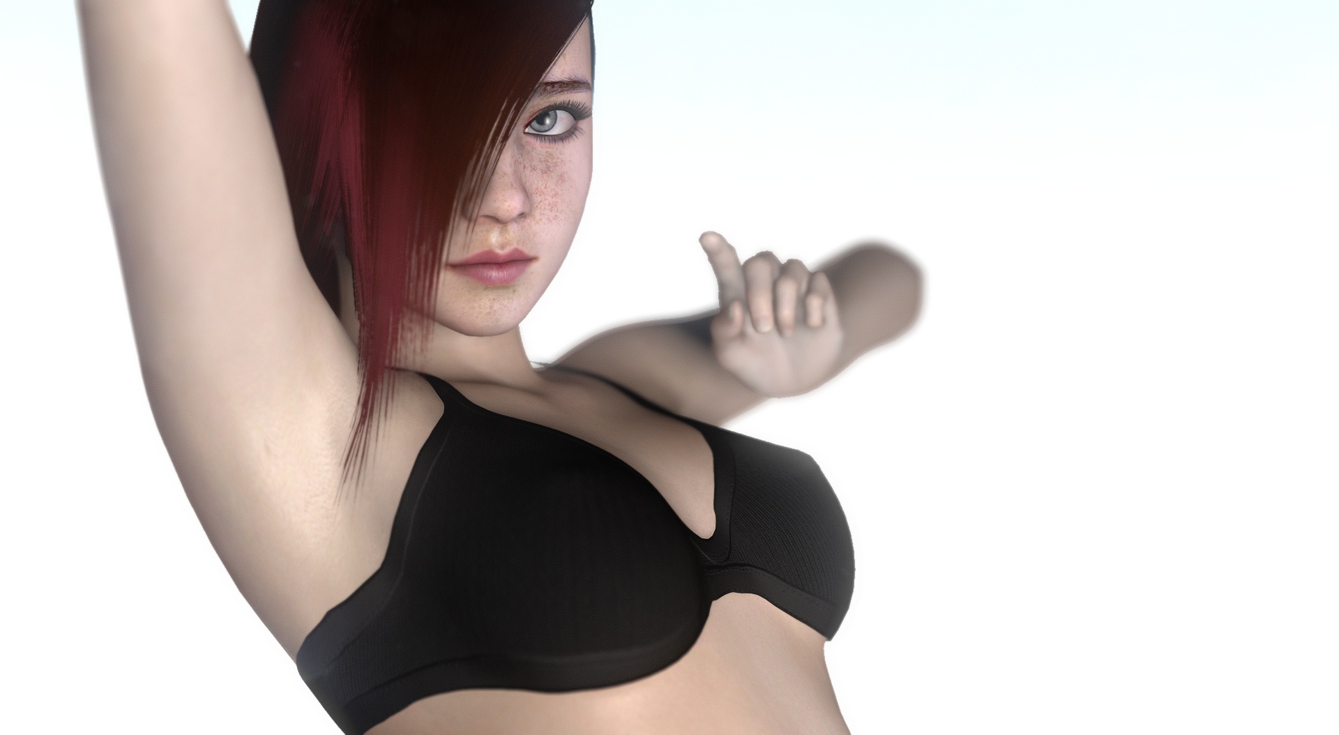 Adolescente pelirroja 3d sexy en estilo realista