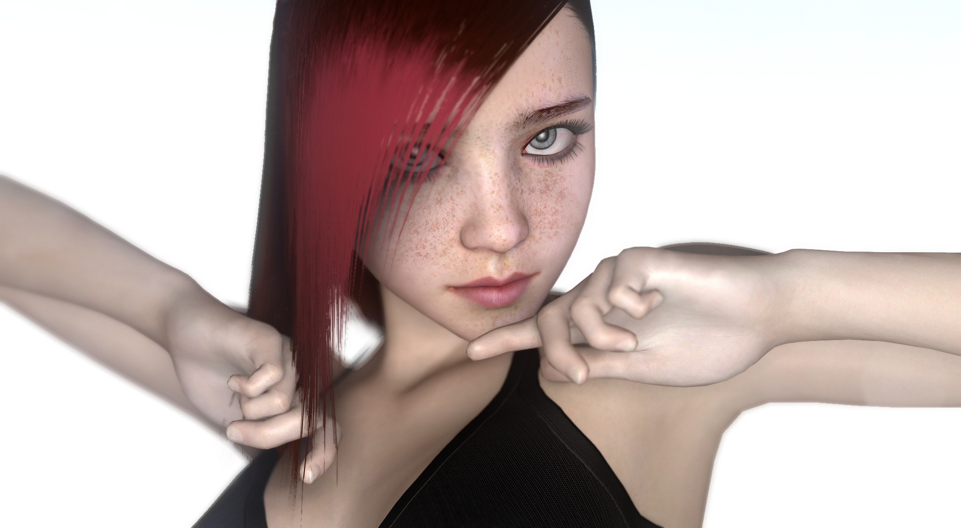 3D सेक्सी लाल बालों वाली किशोरी यथार्थवादी शैली में - Image 2