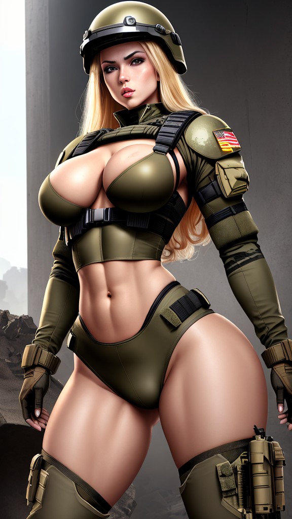 金髪の軍隊美女が戦場を支配する - Image 3