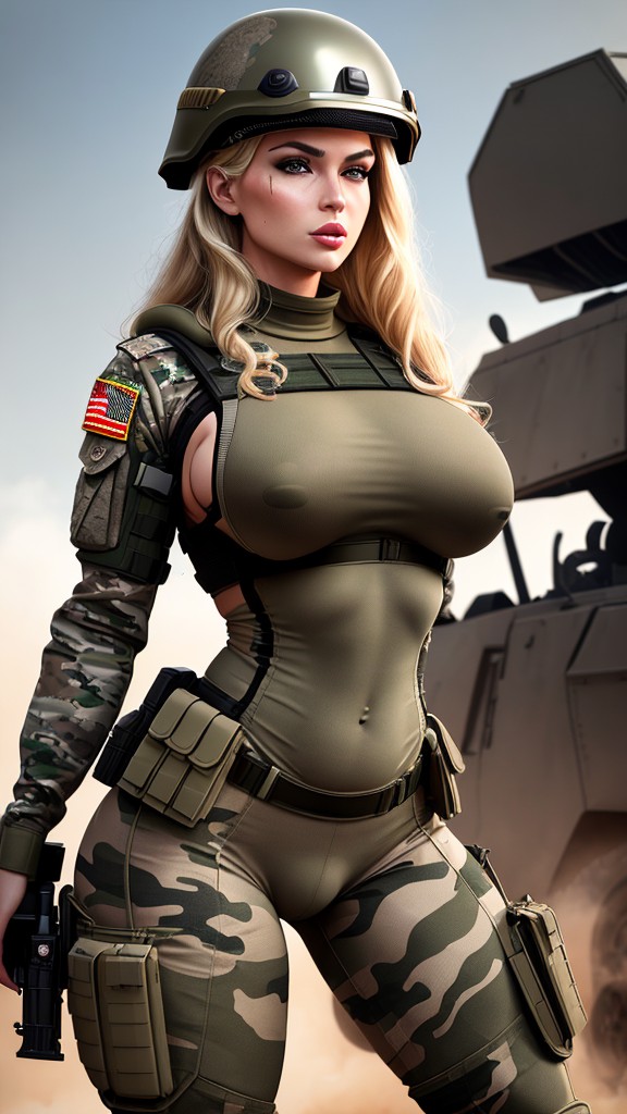 金髪の軍隊美女が戦場を支配する - Image 7