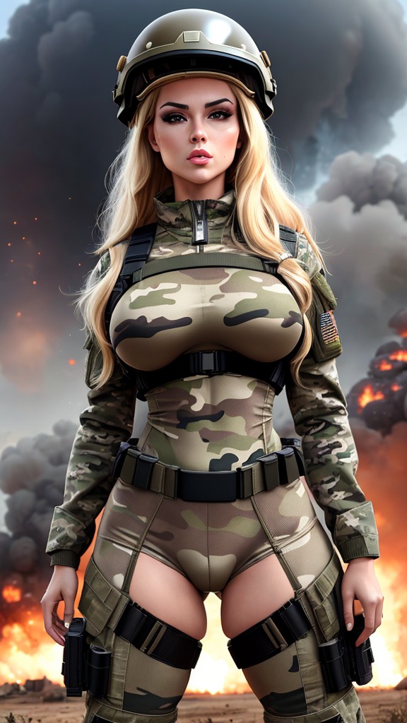 金髪の軍隊美女が戦場を支配する - Image 9