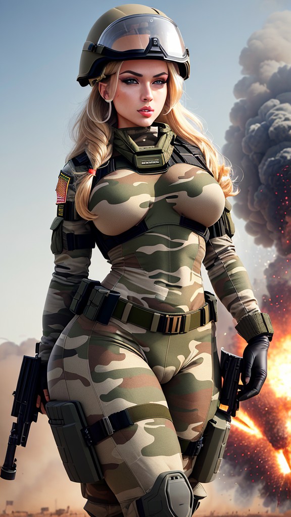 金髪の軍隊美女が戦場を支配する - Image 12