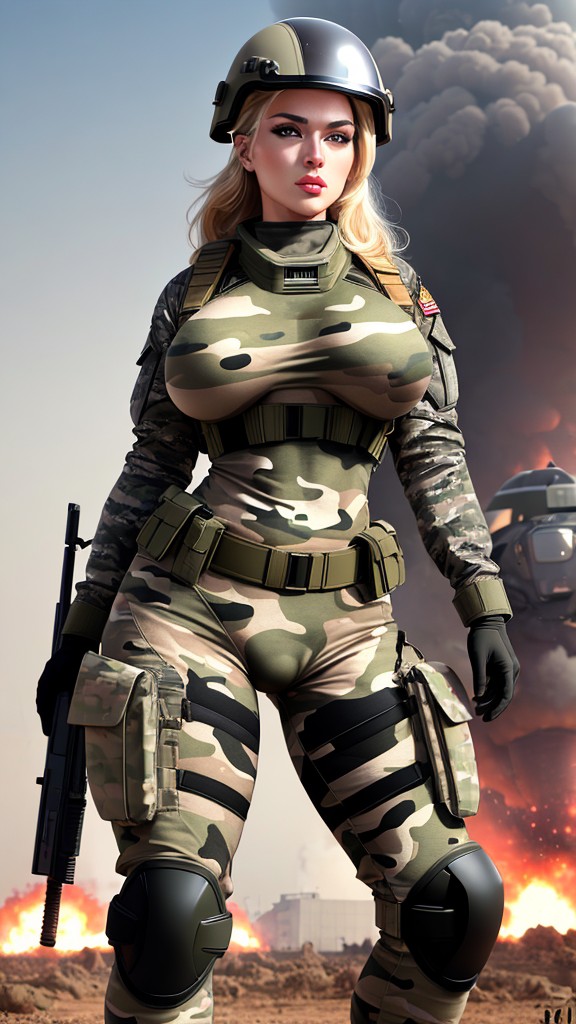 金髪の軍隊美女が戦場を支配する - Image 13