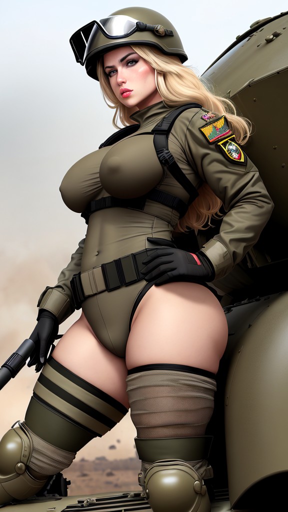 金髪の軍隊美女が戦場を支配する - Image 17