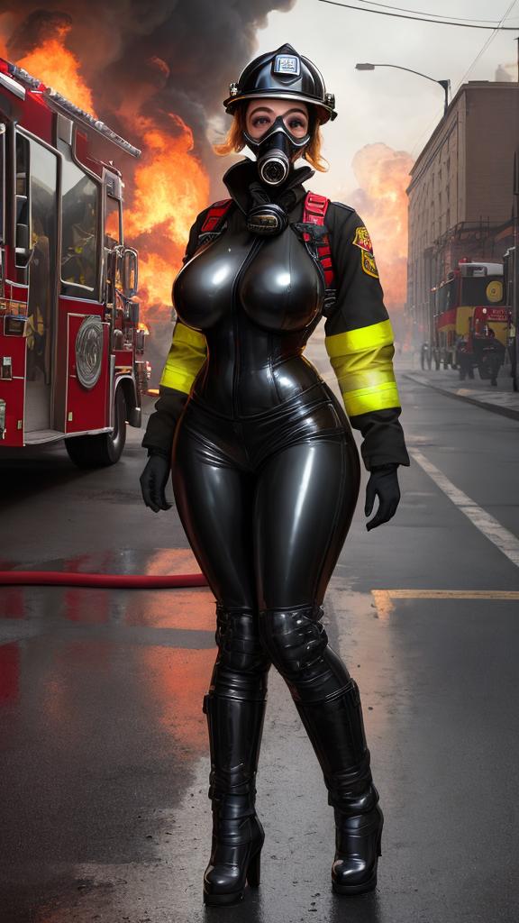 Сексуальные пышные пожарные в обтягивающей экипировке - Image 2