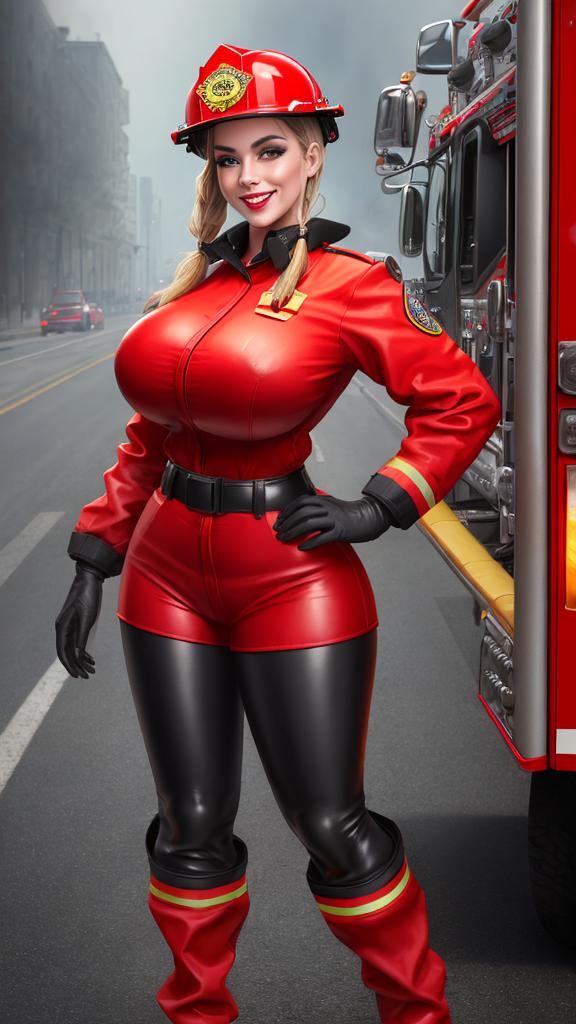 Сексуальные пышные пожарные в обтягивающей экипировке - Image 5