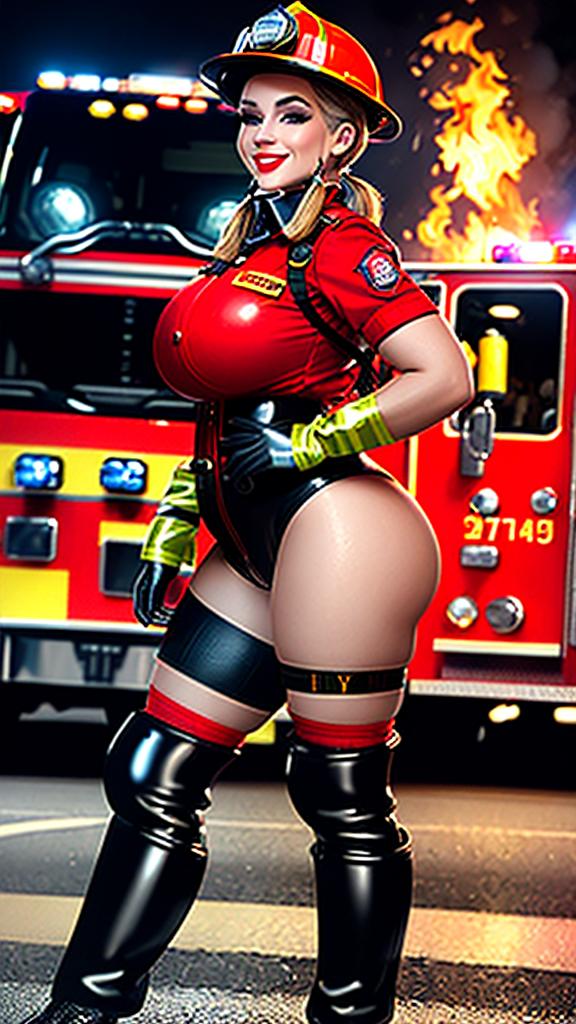 Сексуальные пышные пожарные в обтягивающей экипировке - Image 6