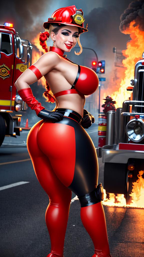 Сексуальные пышные пожарные в обтягивающей экипировке - Image 8