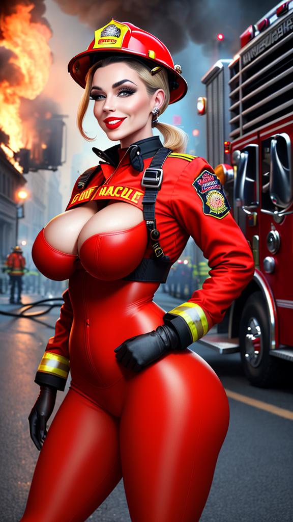 Сексуальные пышные пожарные в обтягивающей экипировке - Image 9
