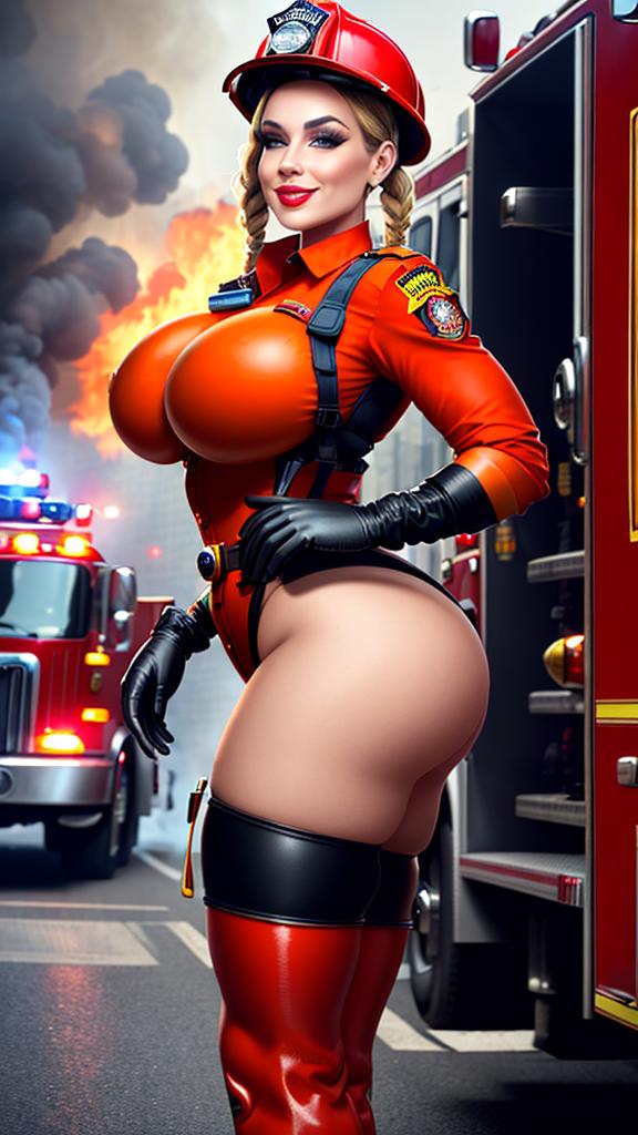 Сексуальные пышные пожарные в обтягивающей экипировке - Image 14