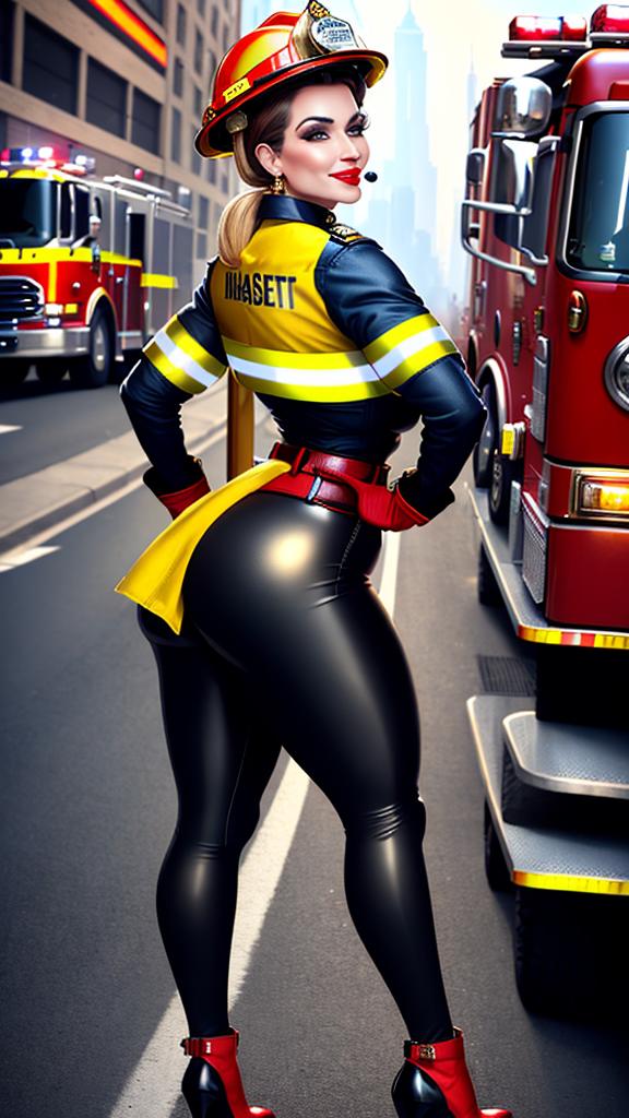Сексуальные пышные пожарные в обтягивающей экипировке - Image 18