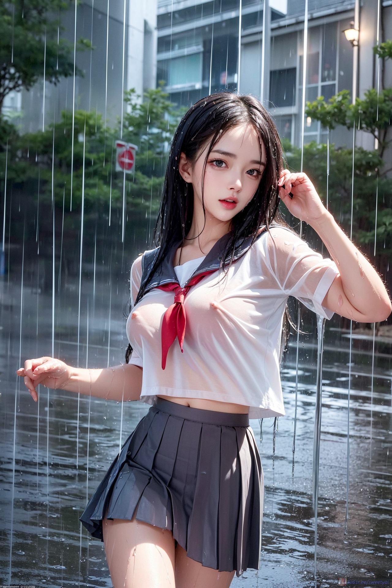 Соблазн мокрой футболкой японской школьницы - Image 3