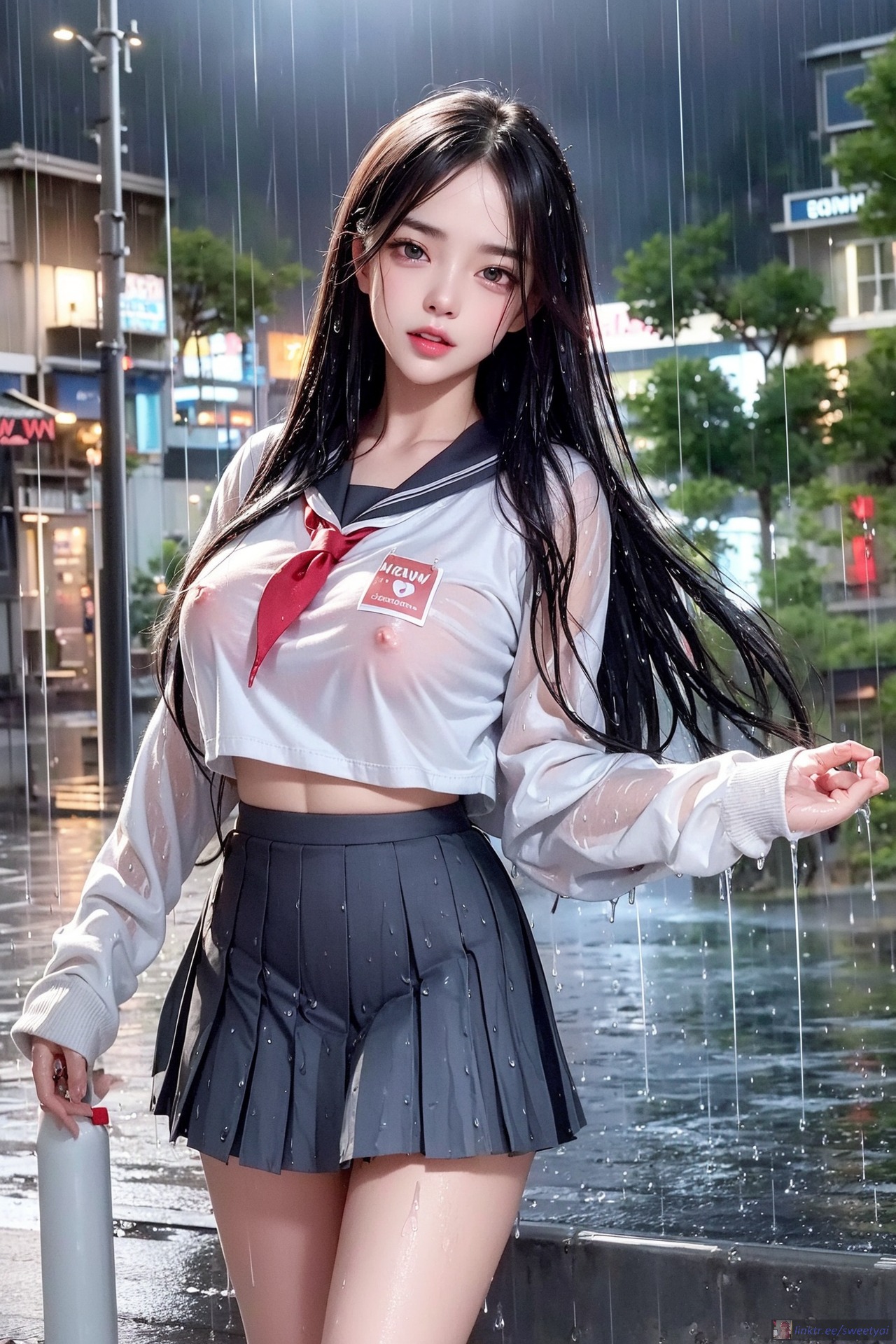 Соблазн мокрой футболкой японской школьницы - Image 7