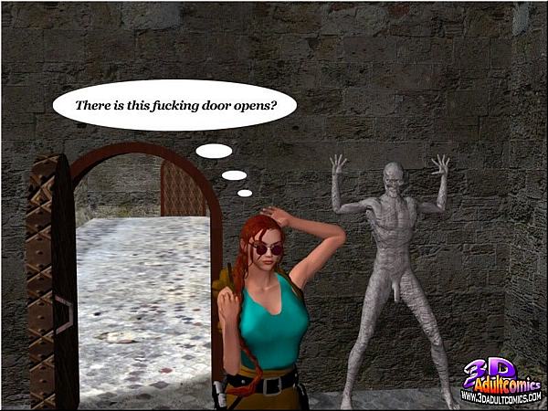 Quadrinhos 3D: Monstro de pedra arrota a boceta luxuriosa de Lara Croft - Image 2