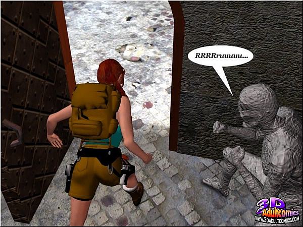 Quadrinhos 3D: Monstro de pedra arrota a boceta luxuriosa de Lara Croft - Image 4