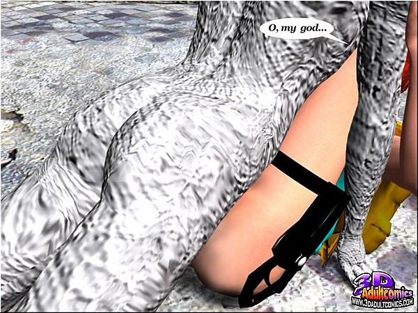Quadrinhos 3D: Monstro de pedra arrota a boceta luxuriosa de Lara Croft - Image 9