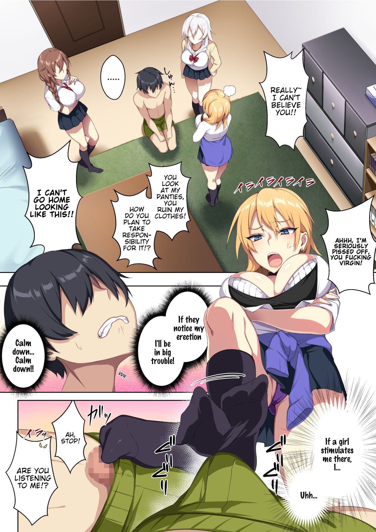 Drei busige Hentai-Teens drehen umgekehrten Gangbang mit Jungfrau - Image 10