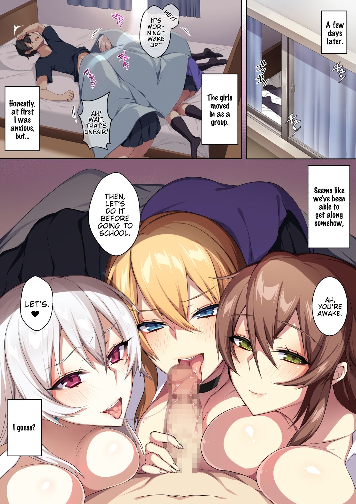 Drei busige Hentai-Teens drehen umgekehrten Gangbang mit Jungfrau - Image 48