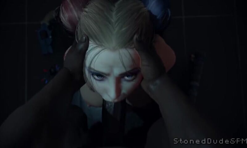 Harley quinn défoncée la bouche par des tentacules