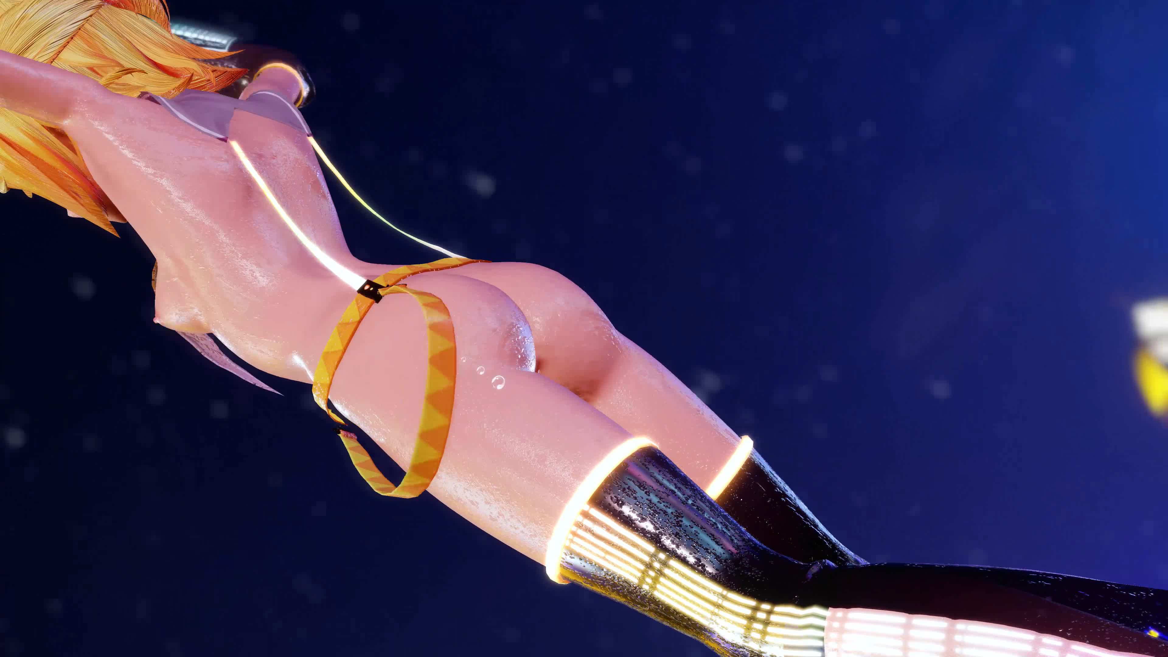 Naked kagamine rin in marine bloomin dance