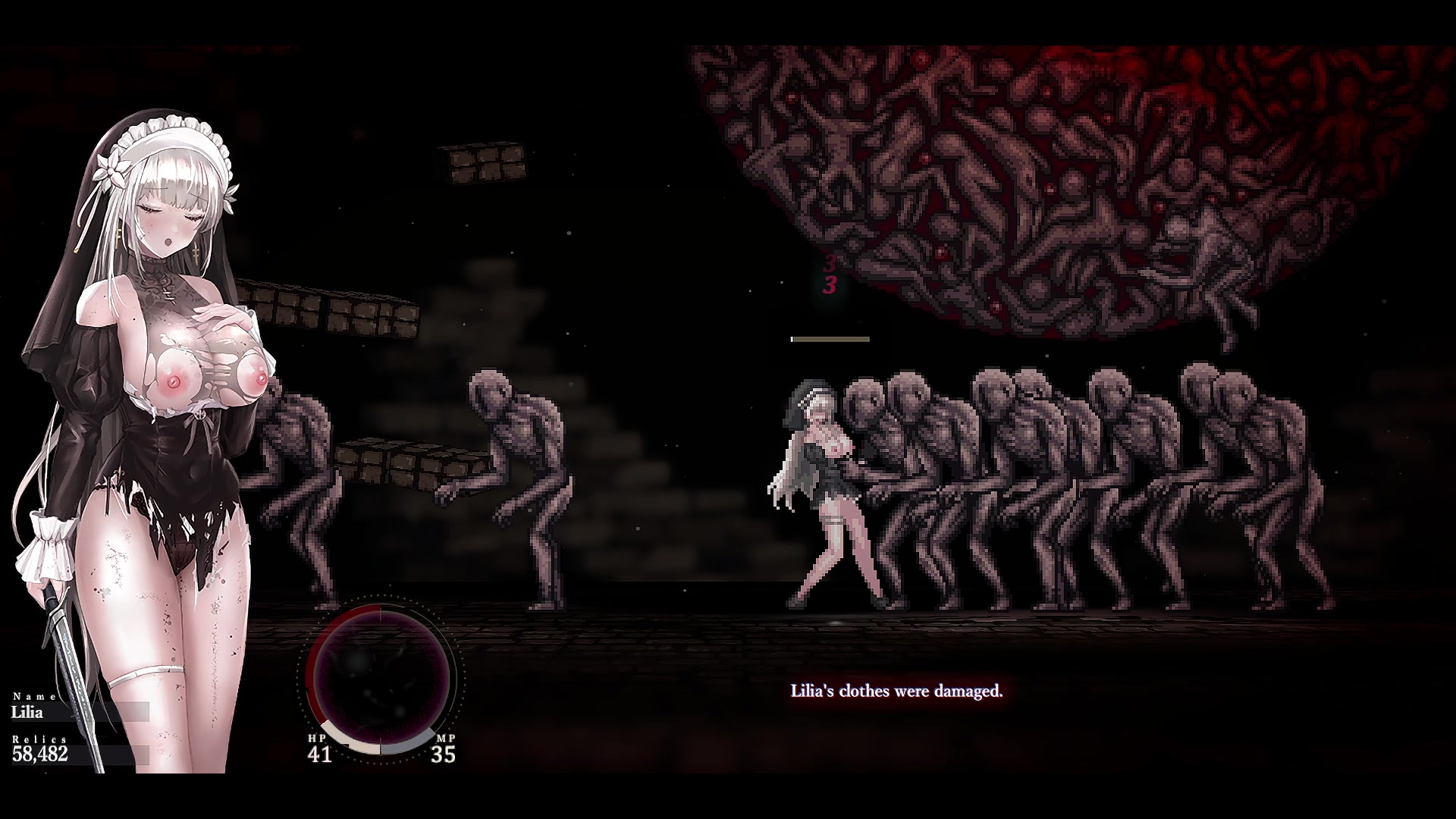 Prêtre parasite vainc lycéenne lilia dans duel futanari tentacules