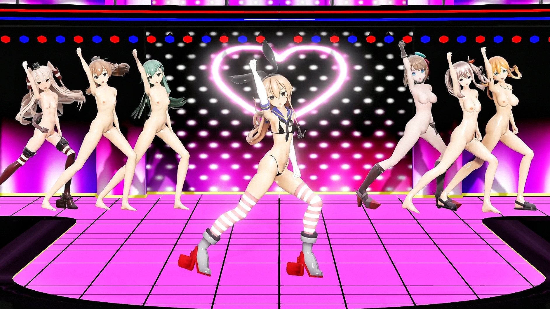 Shimakaze e garotas da frota em jeans azuis virgens mmd r18 rubymmd