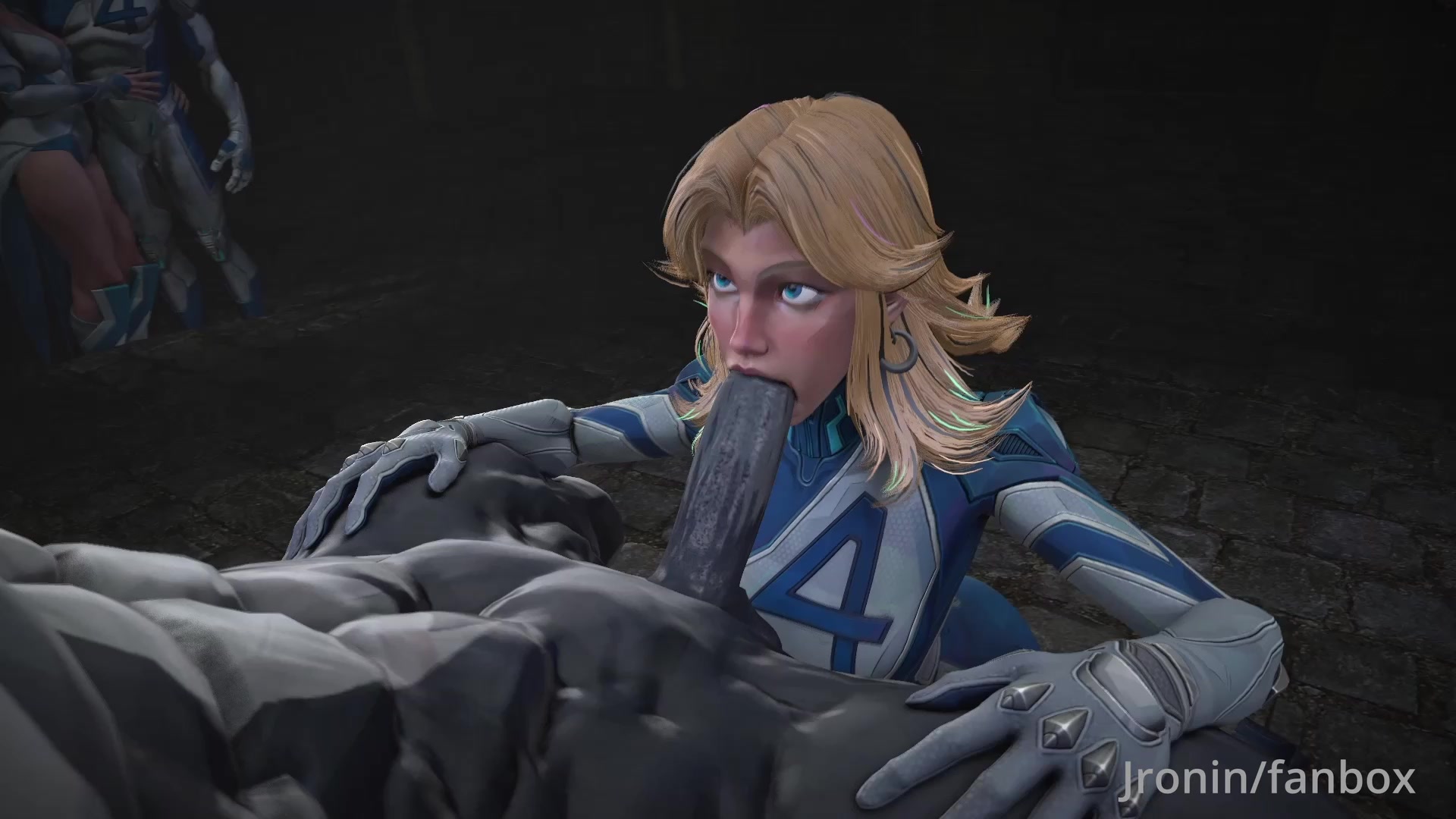 Mujer invisible chupada tentáculo futanari ecchi