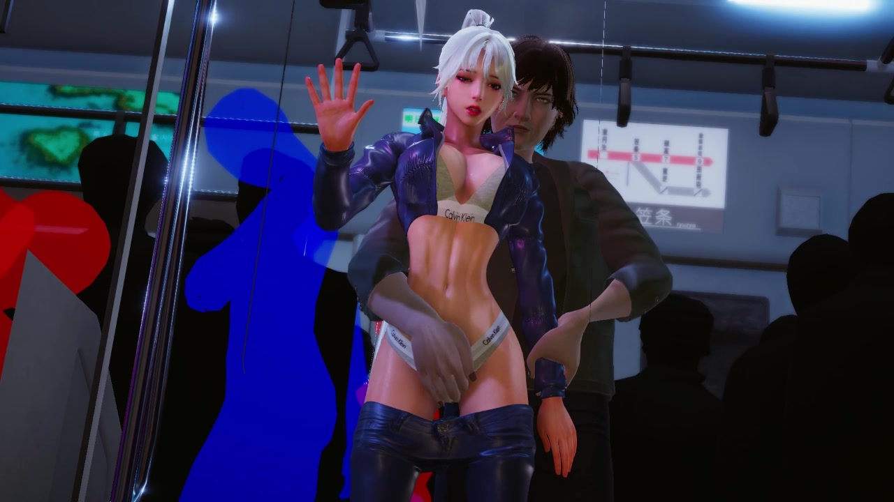 Chica futanari de secundaria con tentáculos en el metro