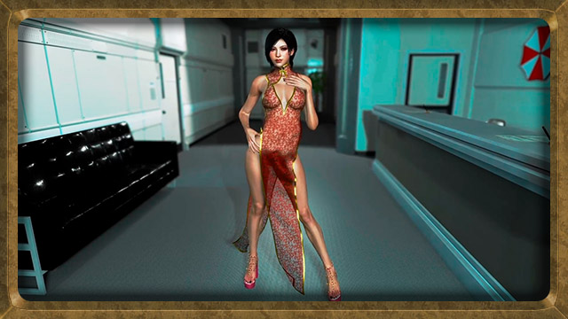 Transparent-dress ada wong’s naughty umbrella-office dance