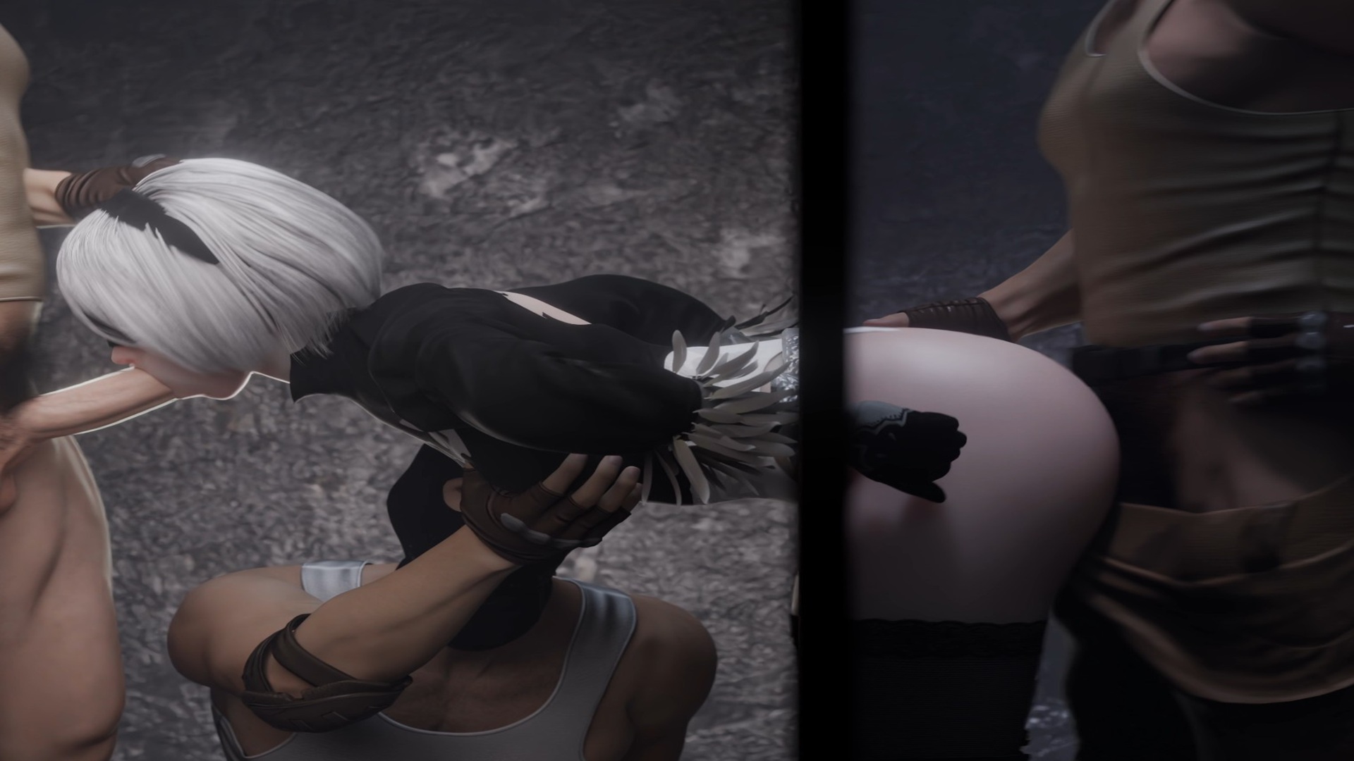 4k 2b stuck in tentacle futanari ecchi scene