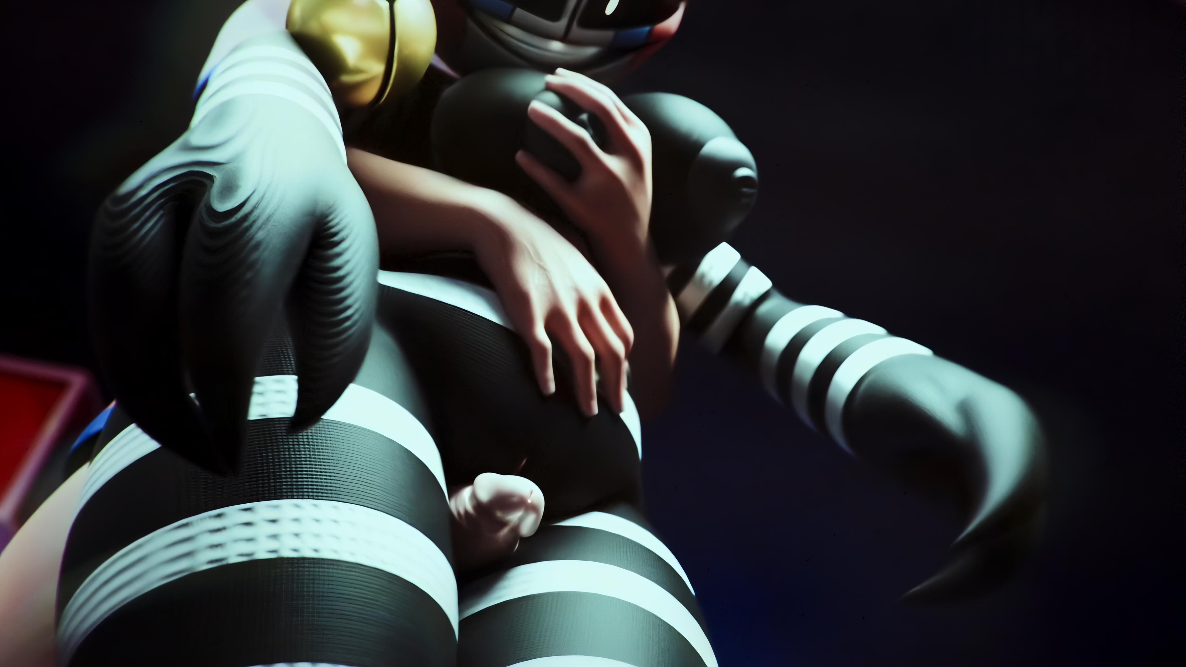 Sexy puppet thighjob with superelon and elonspy